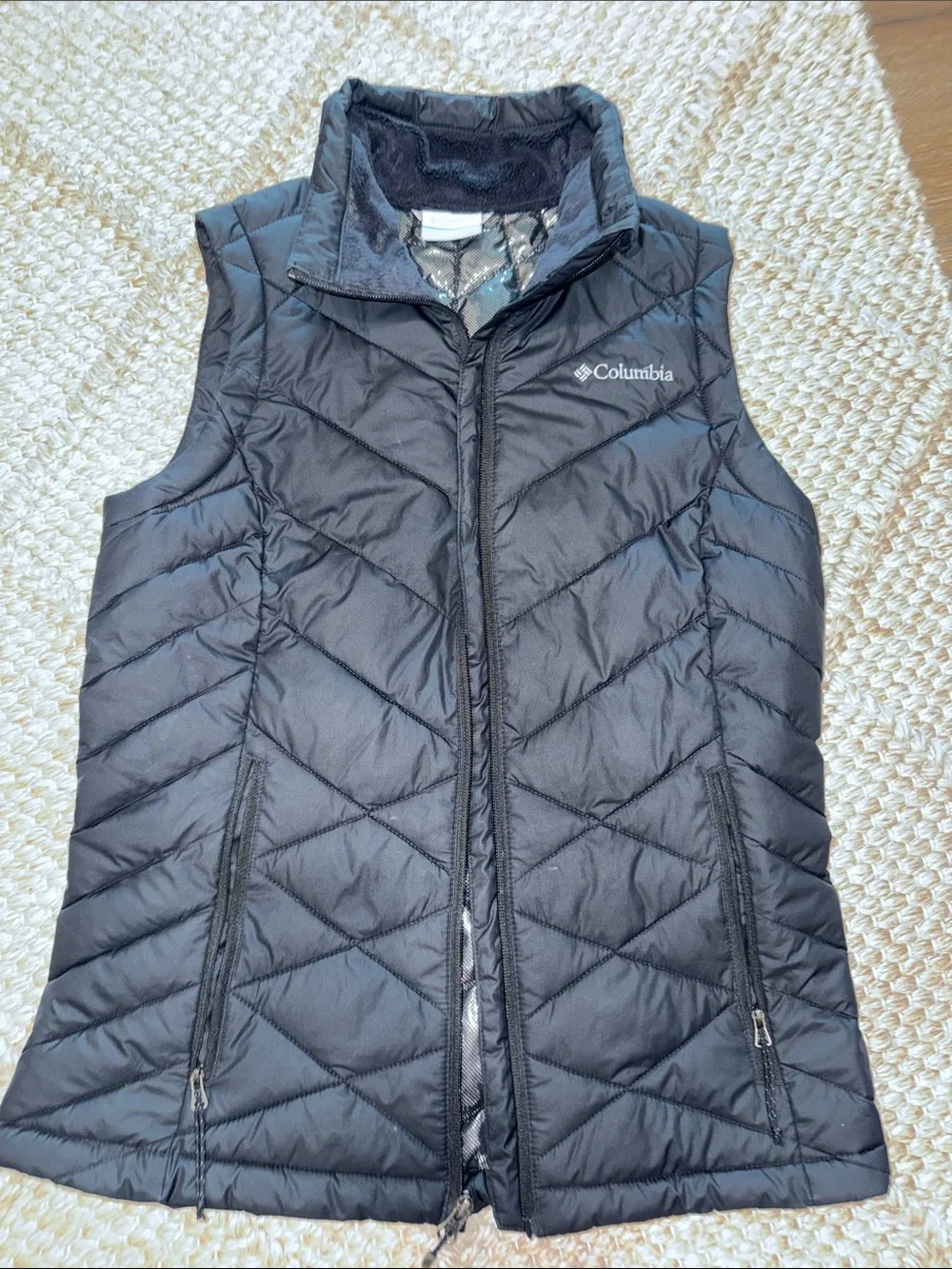 Columbia Sportswear Womens Vest Small Black Zip Omni Heat Jacket Puffer